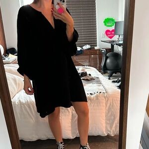 Oversized black cotton dress